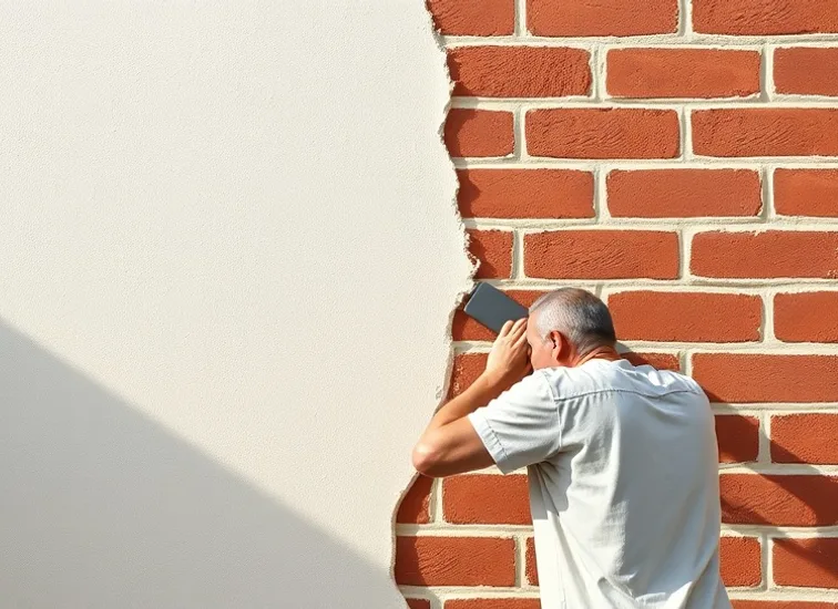Application d'un enduit décoratif à la lisseuse sur un mur