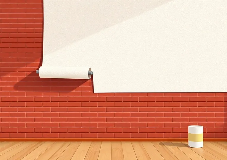 Pose de papier peint, rouleau et brosse à maroufler
